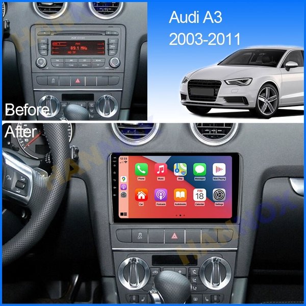 Android 10 autoradio 2G+32G DSP CarPlay WiFi GPS DAB voor Audi A3 A4 P3 RS3 TT (2003-2012)