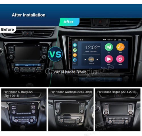 Autoradio voor Nissan Qashqai/X-Trial/Rogue 2014-2018 Android 12 Draadloos CarPlayAuto/WIFi/GPS/NAV