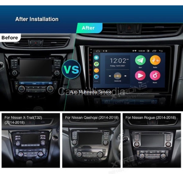 Autoradio 10 inch Android 11 CarPlay/Auto/WiFi/GPS/DSP/4G voor Nissan X-Trail X, Qashqai 2014-