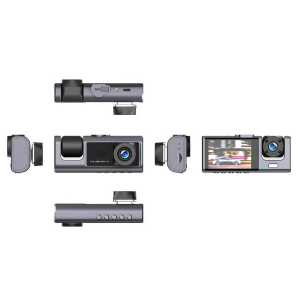 G400 2.2 inch Dual 3 Lens Dashcam Hoek 360° WiFi/G-Sensor/24 uur/Night Vision/Loop recording/Wide