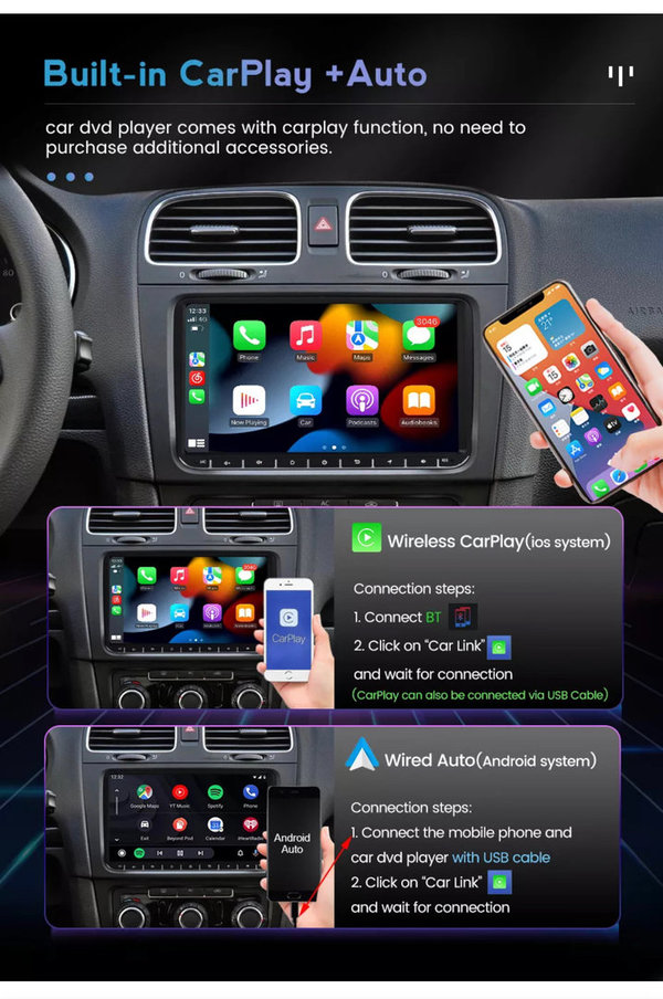 Android 11 autoradio 9/10 inch 360 Rotatie 2G+32G CarPlay/Android auto/WiFi/GPS/RDS