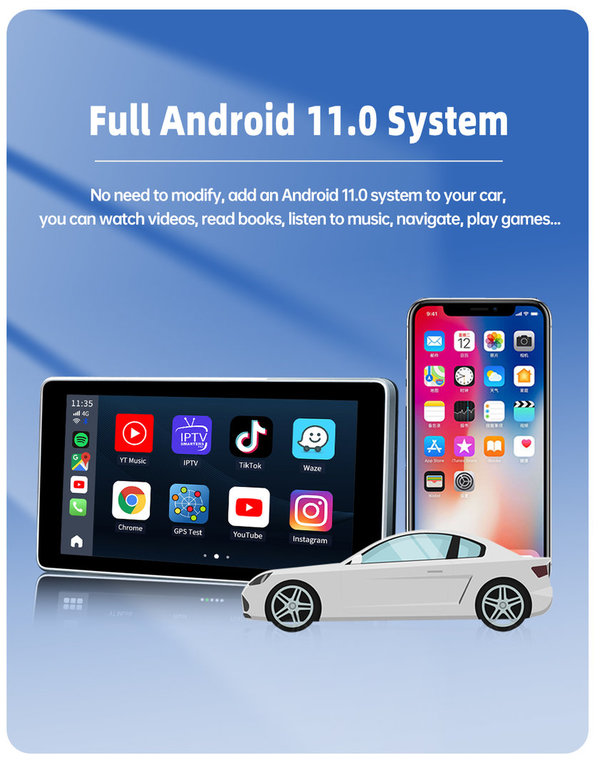 Draadloos Interface Multimedia box Android 11 CarPlay/Auto/4G/GPS voor originele autoradio