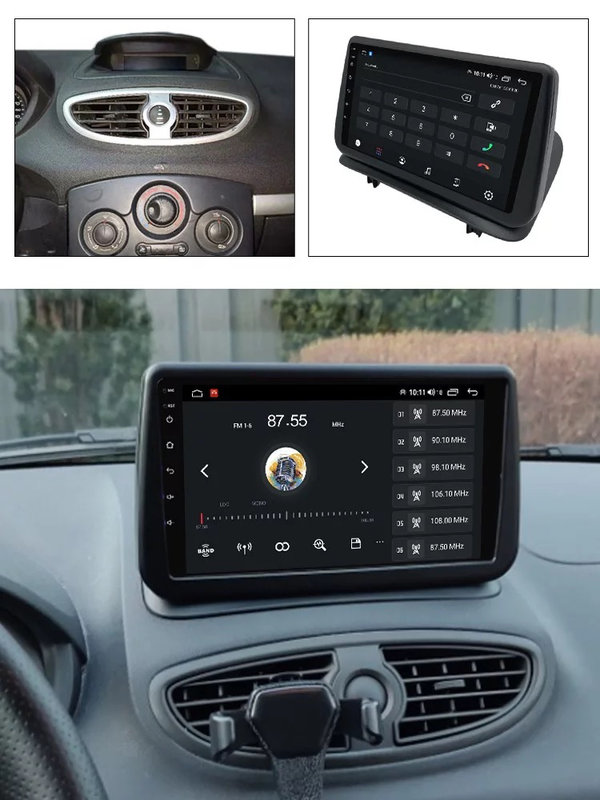 Autoradio voor Renault Clio 2006-2019 Android 12 Draadloos Carplay/Auto WiFi/GPS/RDS/DSP/NAV/4G