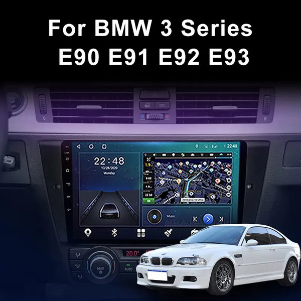 Autoradio 9 inch voor BMW 3 Serie E90/E92/E93 Android 12 Carplay/Auto/WiFi/GPS/RDS/DSP/4G