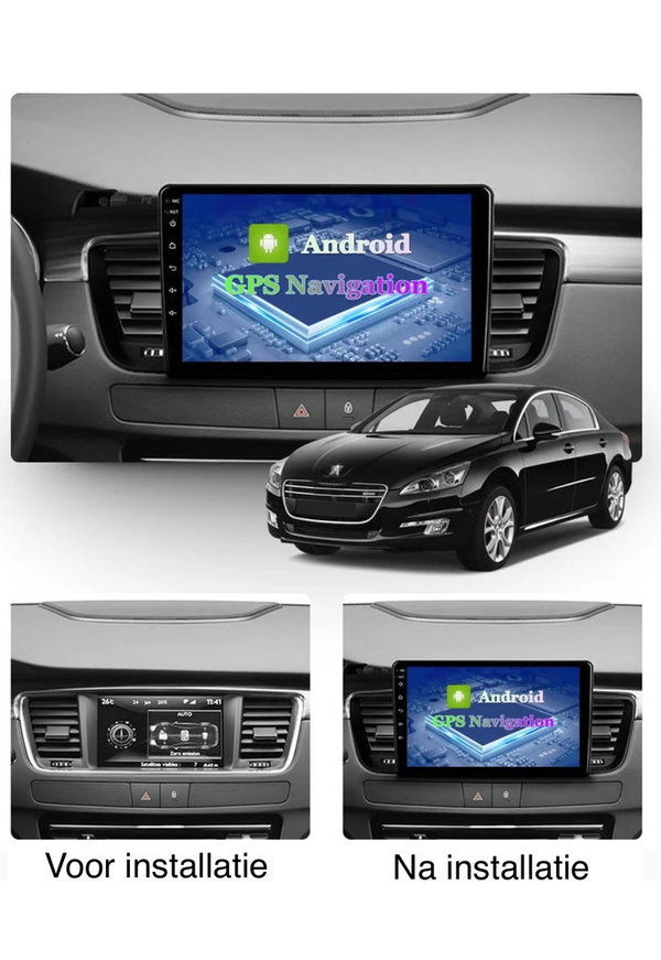 Autoradio 9 inch voor Peugeot 508/2011 t/m 2018 Android 12 Carplay/Auto/WiFi/GPS/RDS/DSP/NAV/4G/DAB+