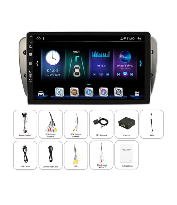 Autoradio 9 inch voor Seat Ibiza 2009-2013 Android 12 Carplay/Auto/GPS/RDS/DSP/NAV/4G/DAB+