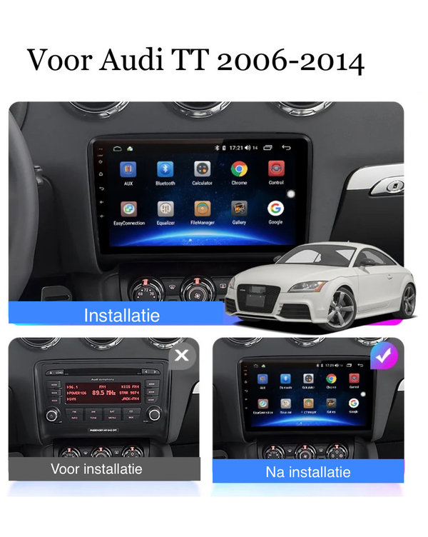 Autoradio 9 inch voor Audi TT 2006-2014 Android 12 Carplay/Auto/WIFI/RDS/DSP/NAV/4G/DAB+