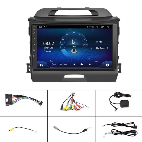 Autoradio 9 inch voor Kia Sportage 2010-2016 Android 12 Carplay/Auto/WIFI/GPS/RDS/DSP/NAV/4G/DAB+