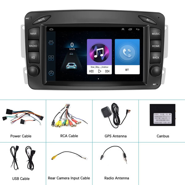 Autoradio 7 inch voor Mercedes Benz C/CLK/G/E/SLK/ML/Viano/Vito Android 11 WIFI/Mirror Link/RDS/DSP